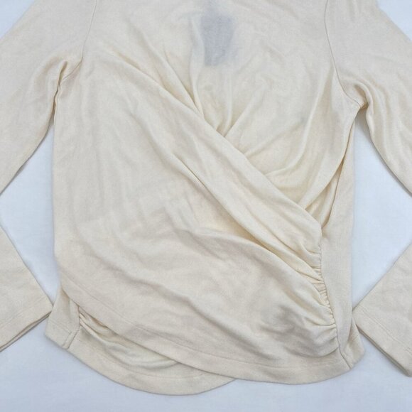 JOE’S JEANS SIZE LARGE LONG SLEEVE TWIST WRAP TOP CREAM Faux Wrap NWT SEE DESC - Picture 5 of 12